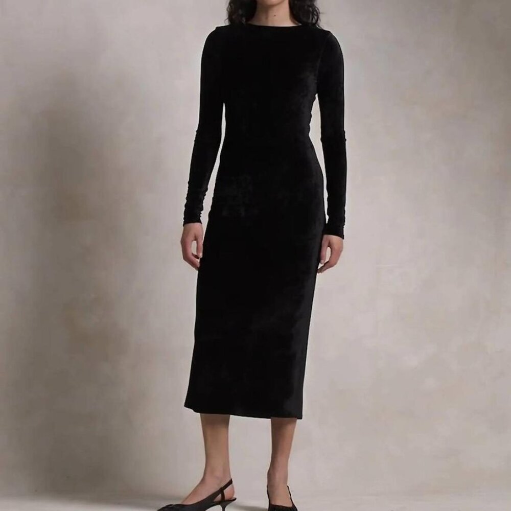 Ralph Lauren Polo Ralph Lauren - Velvet Scoopback Dress - Black Size(L)Orig $400